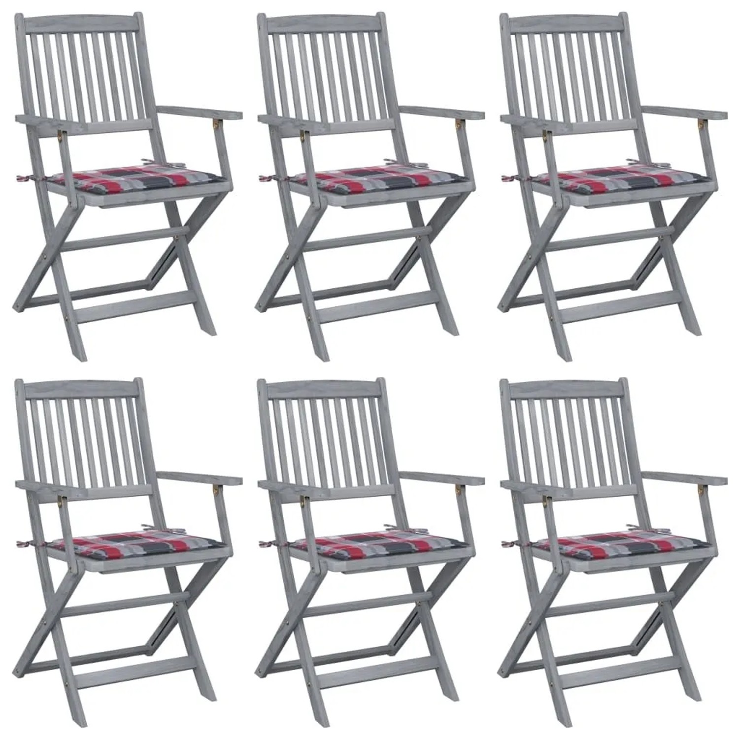 vidaXL Klappbare Gartenstühle 6 Stk mit Kissen Massivholz Akazie 3065420