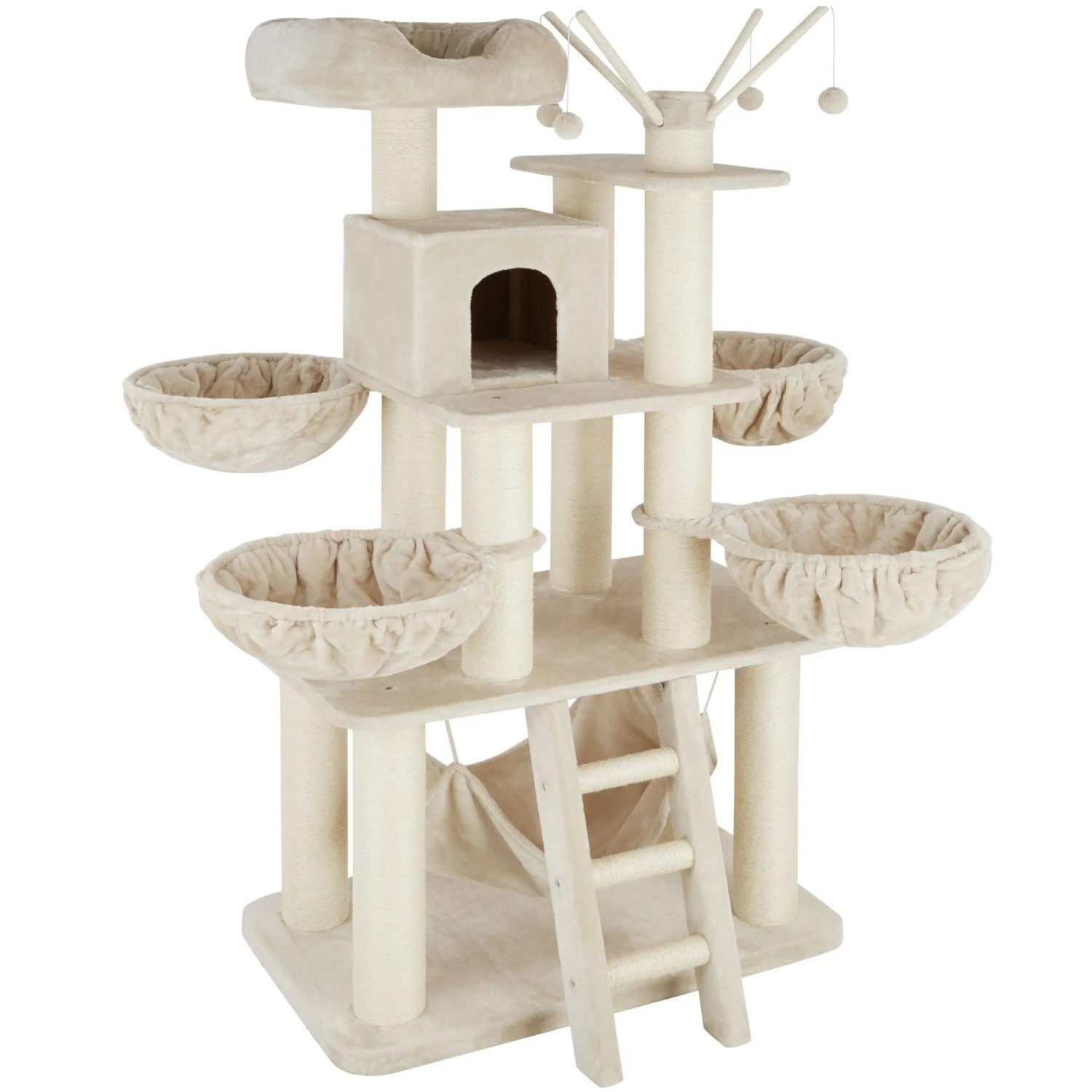 Tectake Kratzbaum Gismo 195 cm Sisal  130 x 79 x 195 cm Beige Weiß