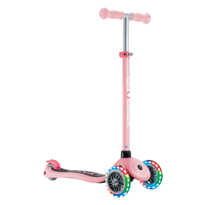Globber Primo Lights Tretroller Kinder 120/80 mm ABEC 9 3-Rädrig Höhenverstellbar LED-Leuchtrollen Pastellrosa