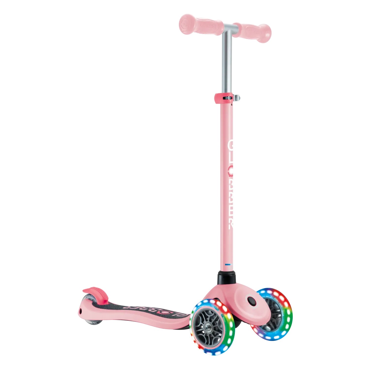 Globber Primo Lights Tretroller Kinder 120/80 mm ABEC 9 3-Rädrig Höhenverstellbar LED-Leuchtrollen Pastellrosa