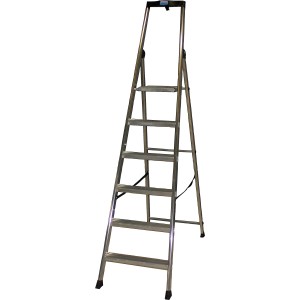 Krause Solido Stufen-Stehleiter mit 6 Stufen für sicheren Stand bei Arbeiten.