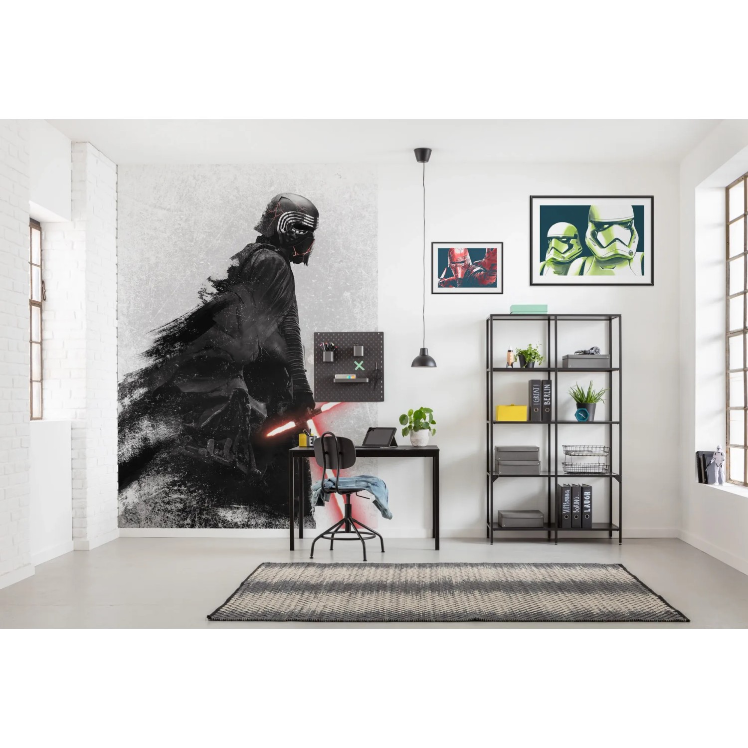 Komar Vlies Fototapete Star Wars Kylo Vader Shadow, 200x280 cm, im modernen Wohnraum.