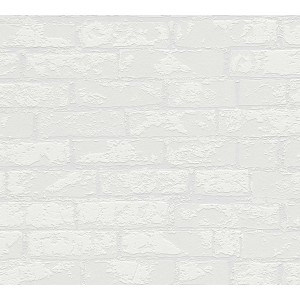 Weiße, überstreichbare Vliestapete in 3D Steinoptik (Bricoflor).