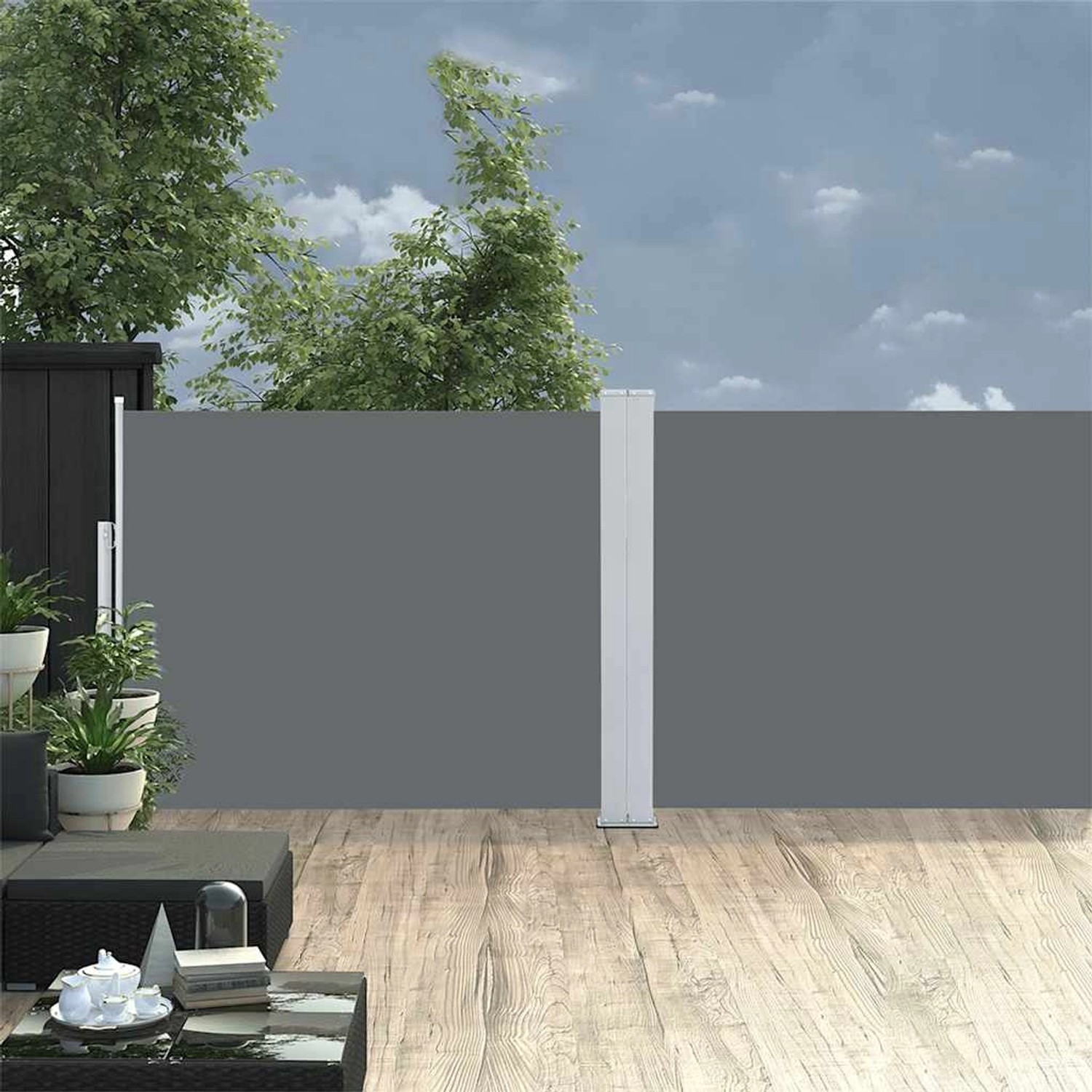 furnicato Ausziehbare Seitenmarkise 140x1200 cm Anthrazit günstig online kaufen