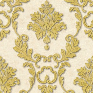 Barock Tapete Jacopo in Creme und Gold mit floralen Ornamenten.