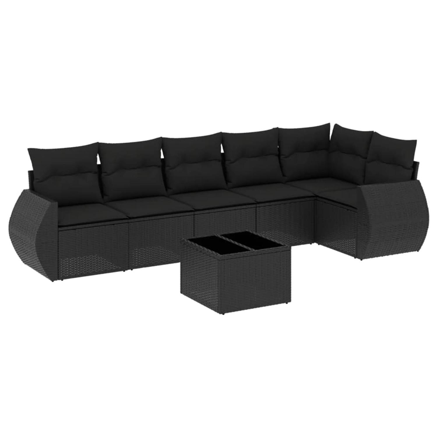 vidaXL 7-Tlg Garten-Sofagarnitur mit Kissen Schwarz Poly Rattan 3253732 günstig online kaufen