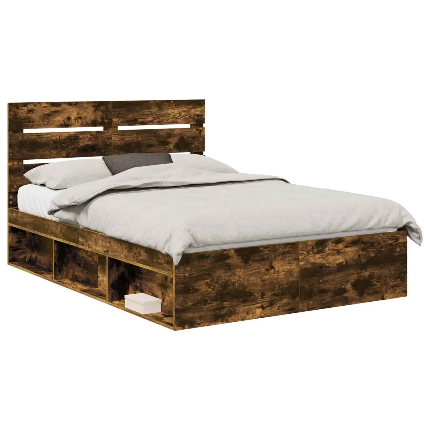 vidaXL Bettrahmen Räuchereiche 140 x 200 cm Massives Kiefernholz 3411740
