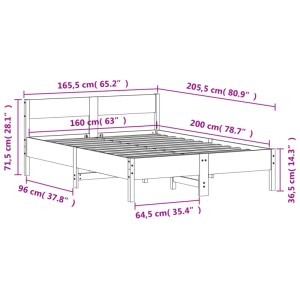vidaXL Massivholzbett ohne Matratze 160x200 cm Kiefernholz 842742