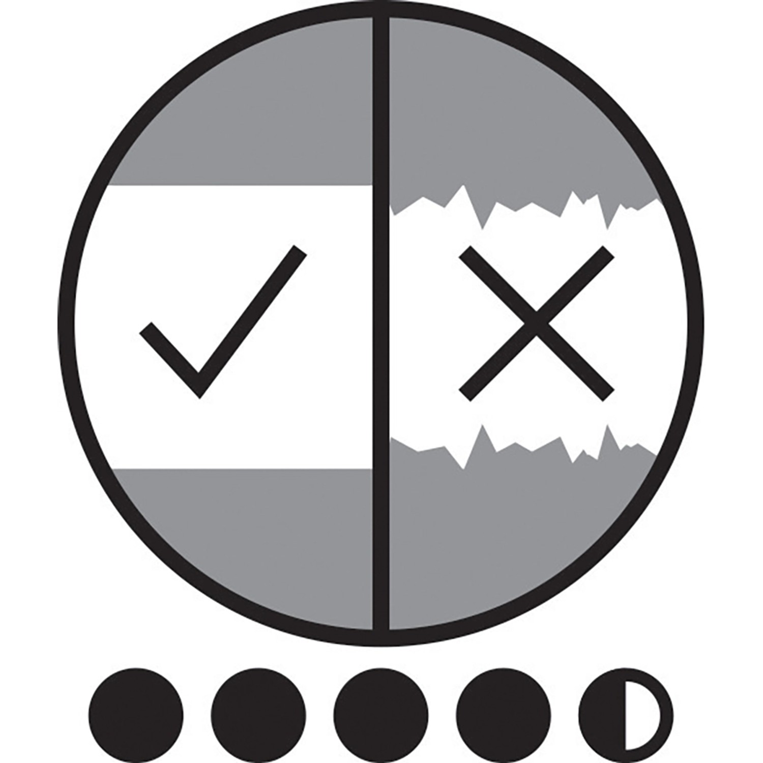 Symbol für scharfe Farbkanten mit tesa® Malerband Perfect+.