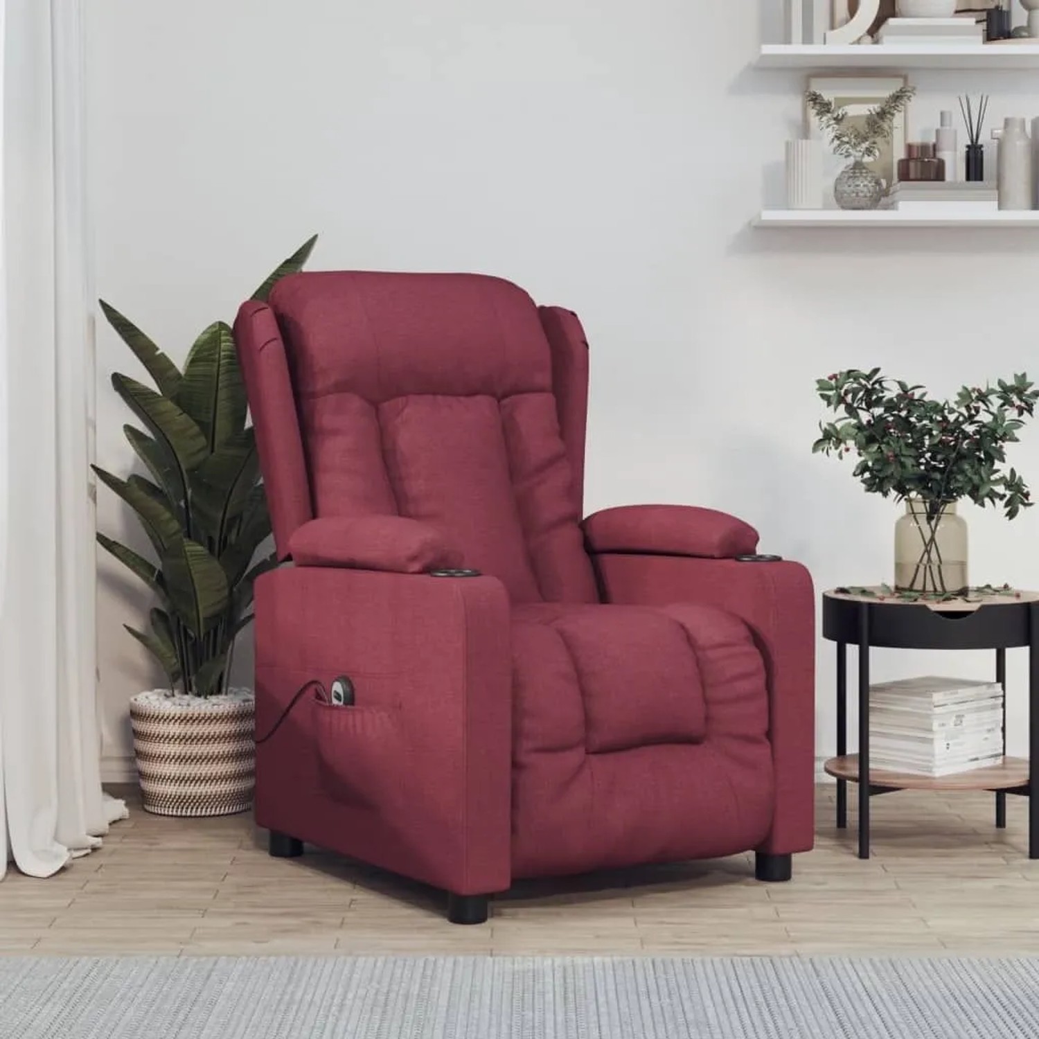 vidaXL Relaxsessel Elektrisch Weinrot Stoff 3098780_2