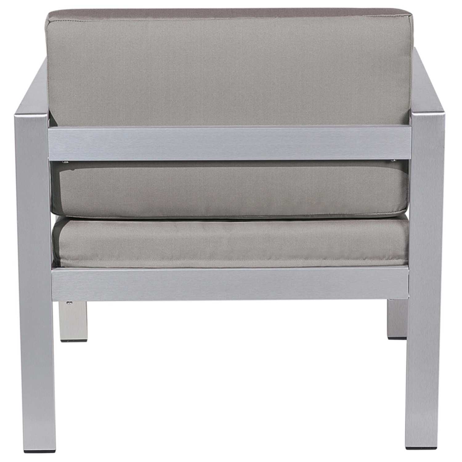 Beliani Gartenstuhl Grau, 70x77x80 cm, Rückansicht. Moderner Sessel mit Aluminiumgestell und Polster.