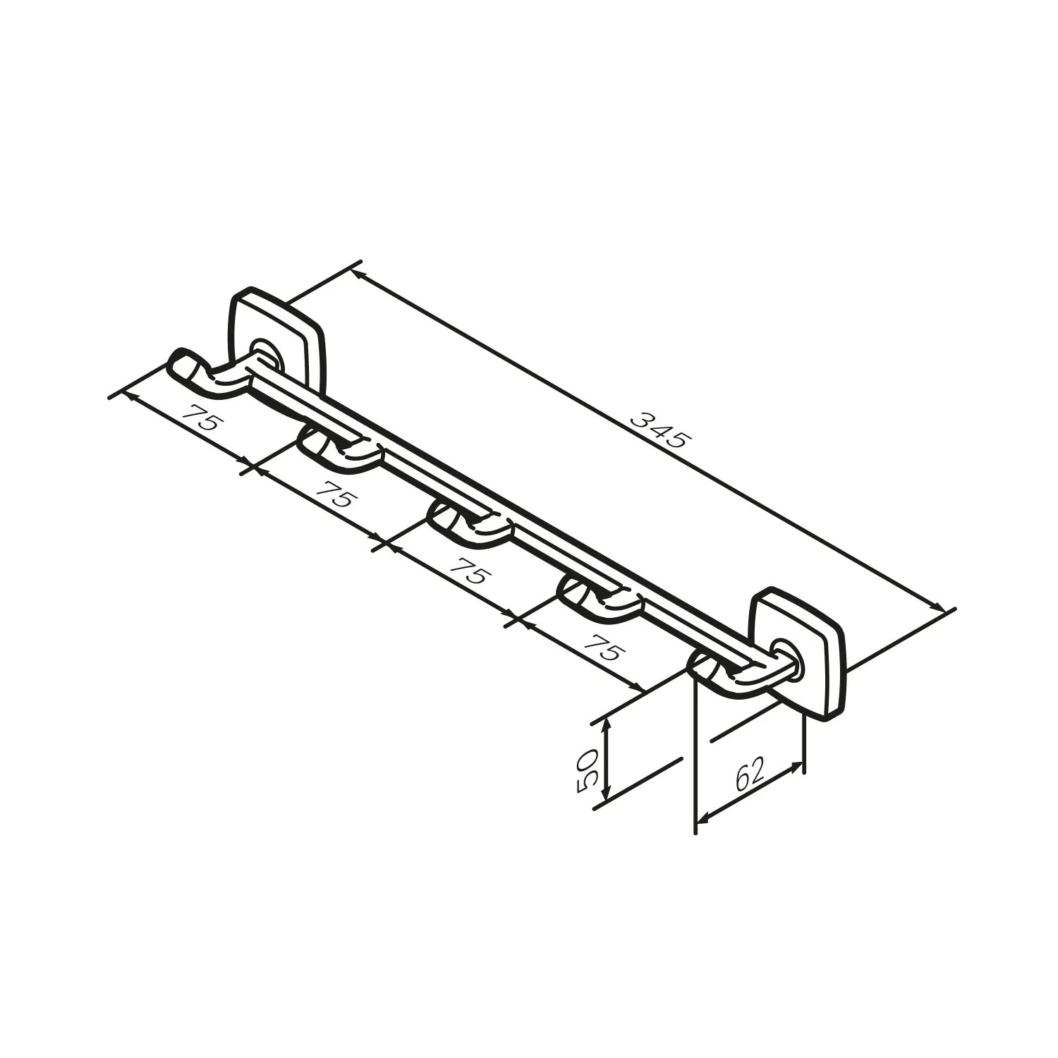 AM.PM Handtuchhaken-Set Gem Chrom, Maße: 345x50x62mm, für Bad & Küche.