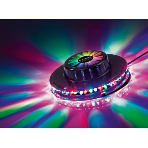 Easymaxx LED-Lichtrad Galaxy Wandlampe mit bunter Lichtshow und Sound-Sensor.