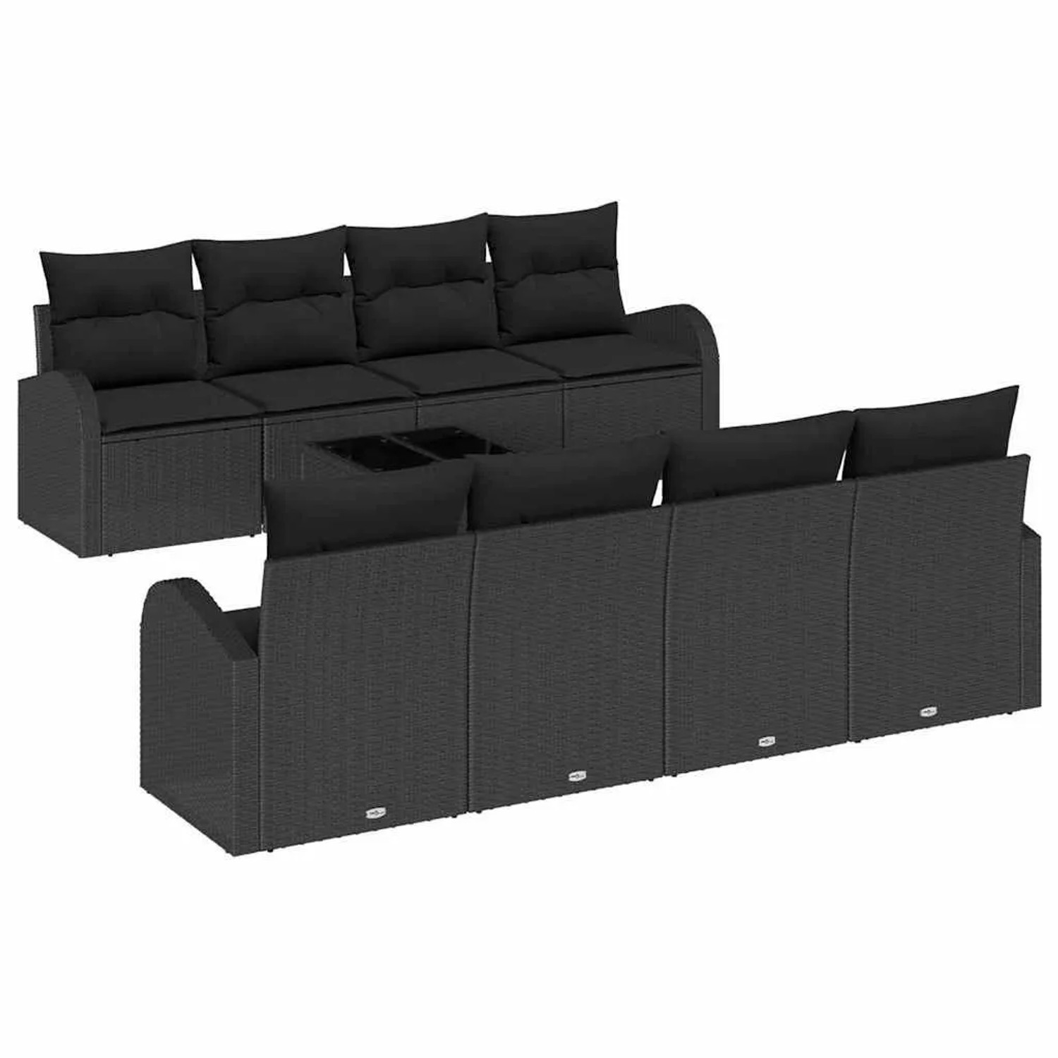 vidaXL Gartensofa-set mit Speicher 9-Tlg Schwarz Poly-Rattan 3354642 günstig online kaufen