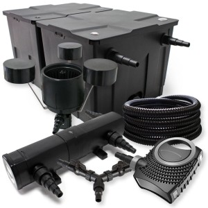 SunSun Teichfilter-Set: Filter, UVC-Klärer, Pumpe, Schlauch und Skimmer für Teiche bis 60000 l.