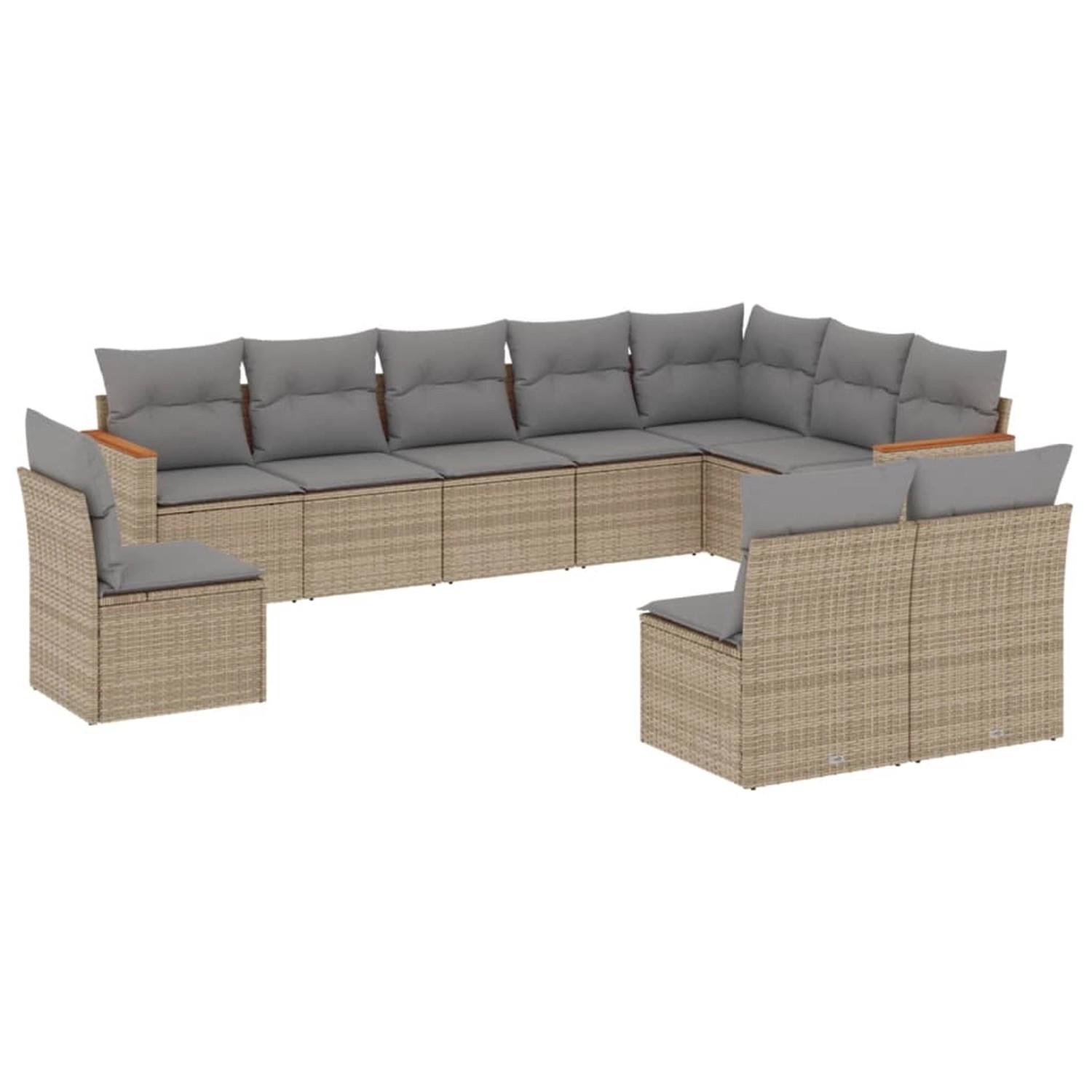 vidaXL 10-Tlg Garten-Sofagarnitur mit Kissen Beige Poly Rattan 3226073