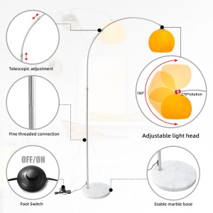 CCLIFE LED E27 Stehlampe Stehleuchte Bogenlampe Höhenverstellbar 130-180cm Orange