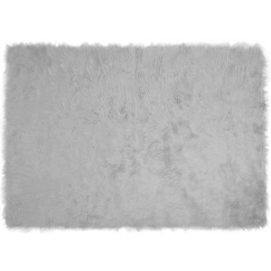 Grauer vidaXL Kunstschaffell Teppich, 140x200 cm, aus Polyester.