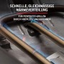 Detailaufnahme des Weber Gasgrill Q2200N Brenners mit blauer Flamme für gleichmäßige Hitzeverteilung.