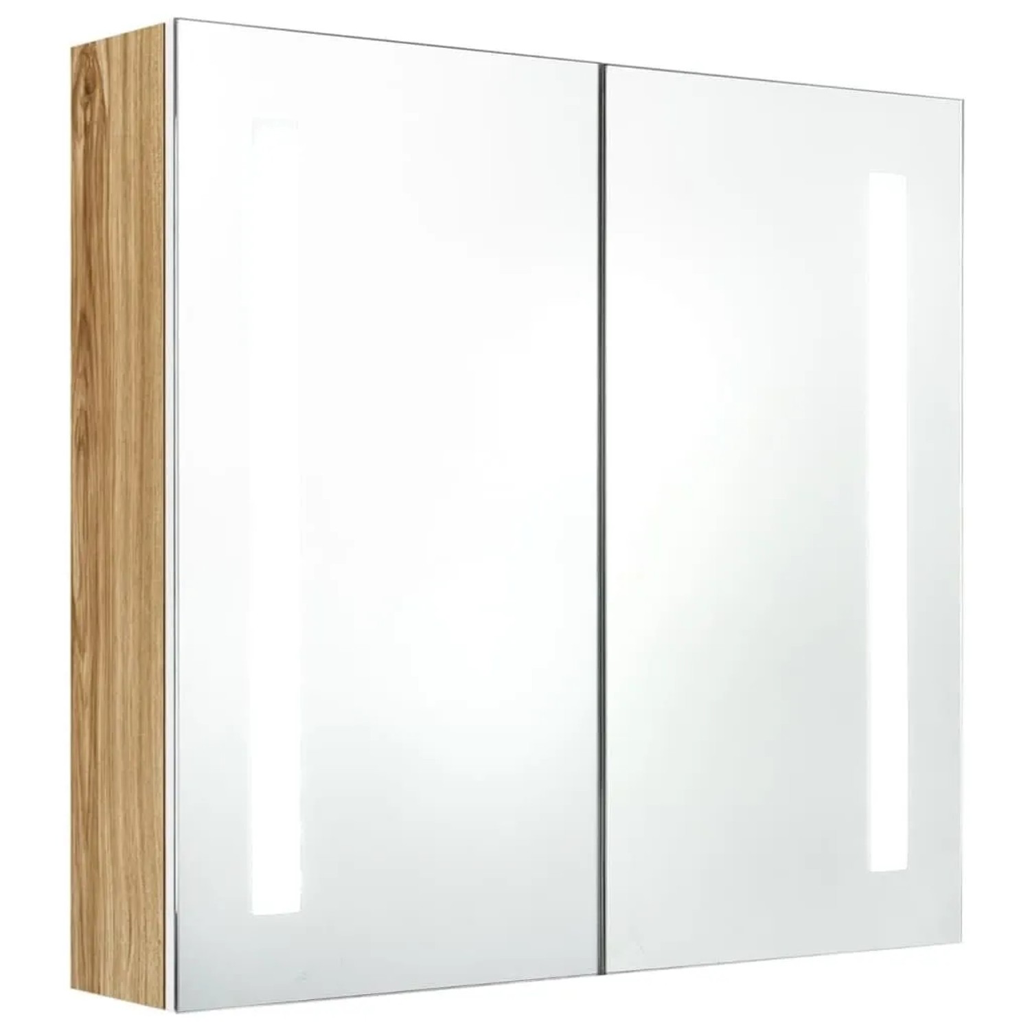 vidaXL LED-Bad-Spiegelschrank Weiß und Eichen-Optik 62x14x60 cm 326523