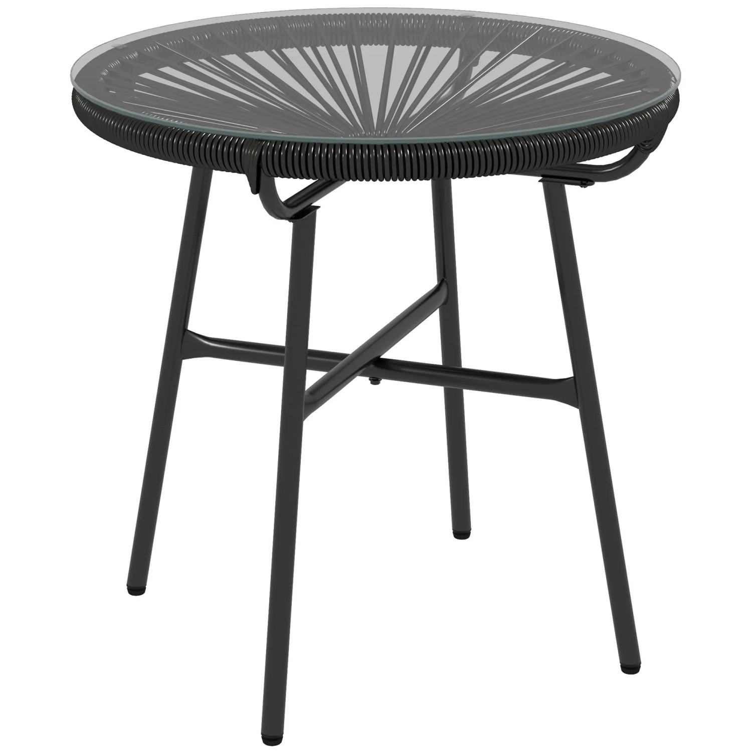 Thumbnail - Outsunny Rattan Beistelltisch Metall PE Rattan Schwarz 50L x 50B x 50H cm