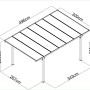 Skizze: Floraworld Flachdach-Einzelcarport, Aluminium Anthrazit, 300x496cm, mit Maßangaben.