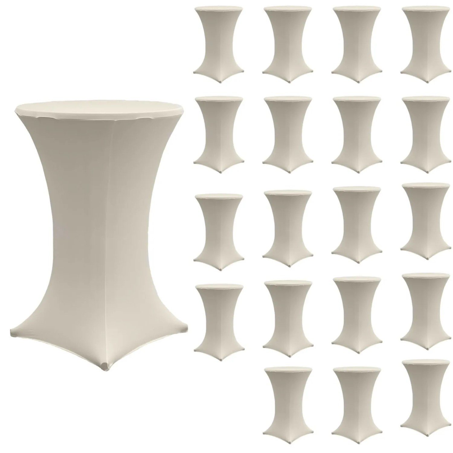 TRUTZHOLM 20x Stehtischhusse Tischdecke Husse Partytisch Stretch 60 cm Beige