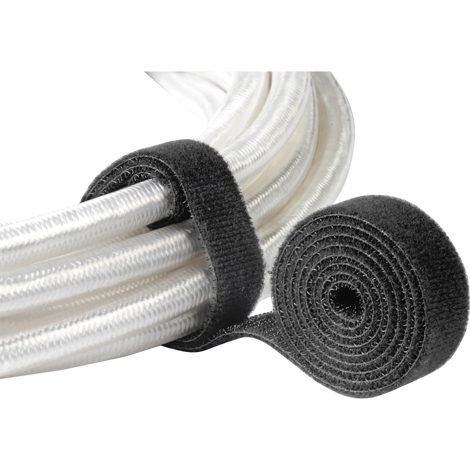 Schwarzes Hama Klettband, 1m, universell einsetzbar zur Kabelorganisation.