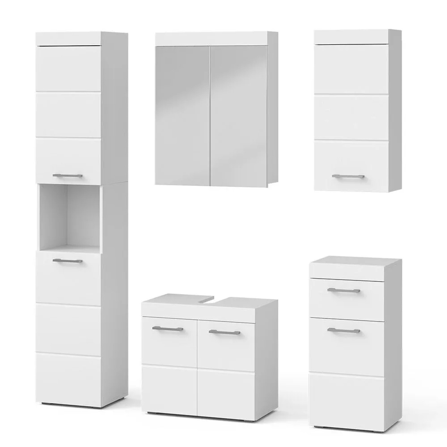 Vicco Badmöbel-Set Luna Weiß 60 x 56 5-teilig