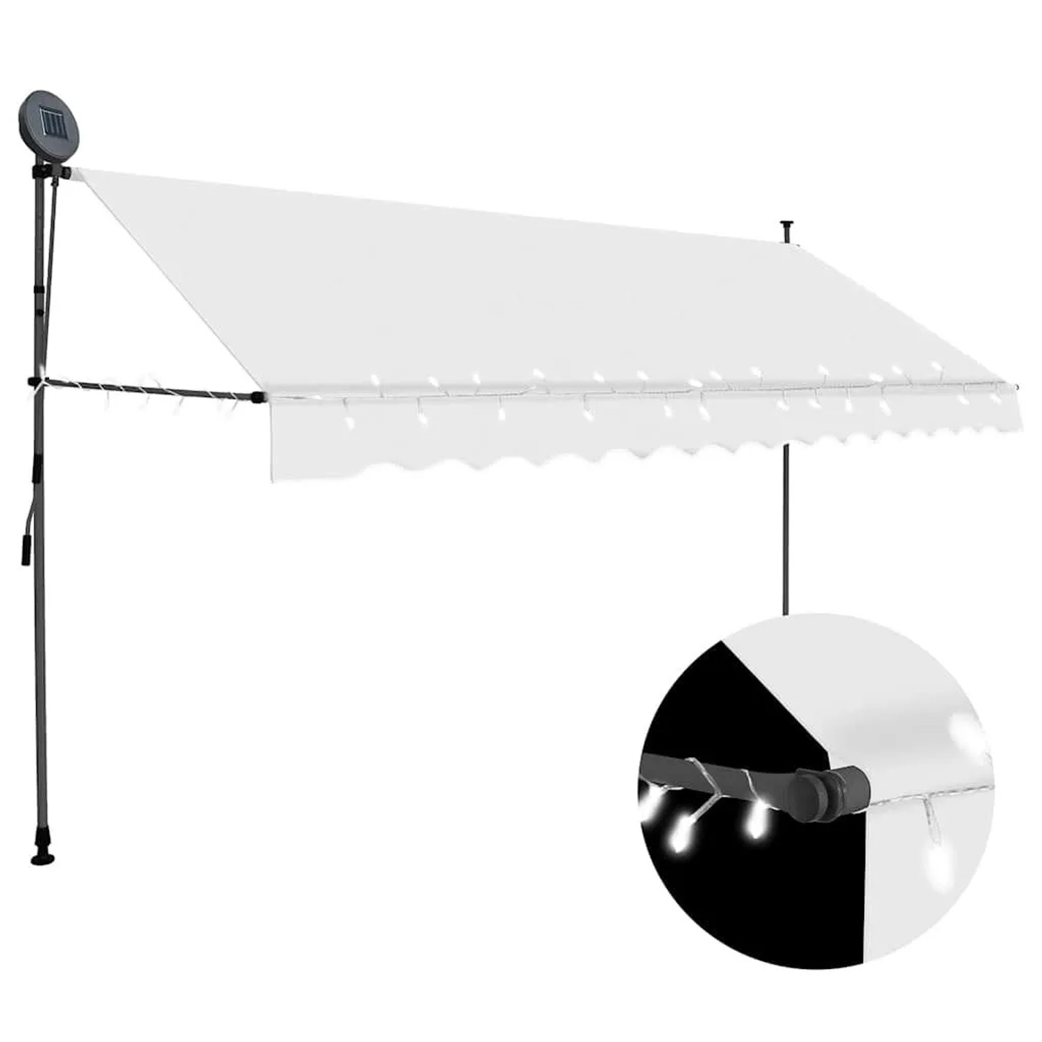 vidaXL Einziehbare Markise Handbetrieben mit LED 350 cm Creme 145874