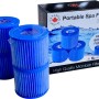 Canadian Spa Filter-Set, 4 Stück, für portable Whirlpools. Blaue Filterkartuschen und Verpackung.