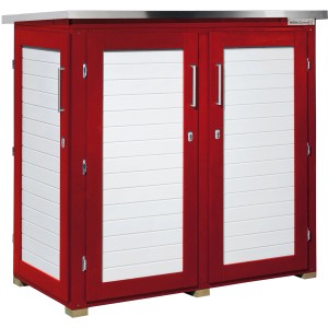 Weka Garten Q Terrassenschrank, schwedenrot, 160x75cm. Gartenschrank mit zwei Türen und Regalböden.