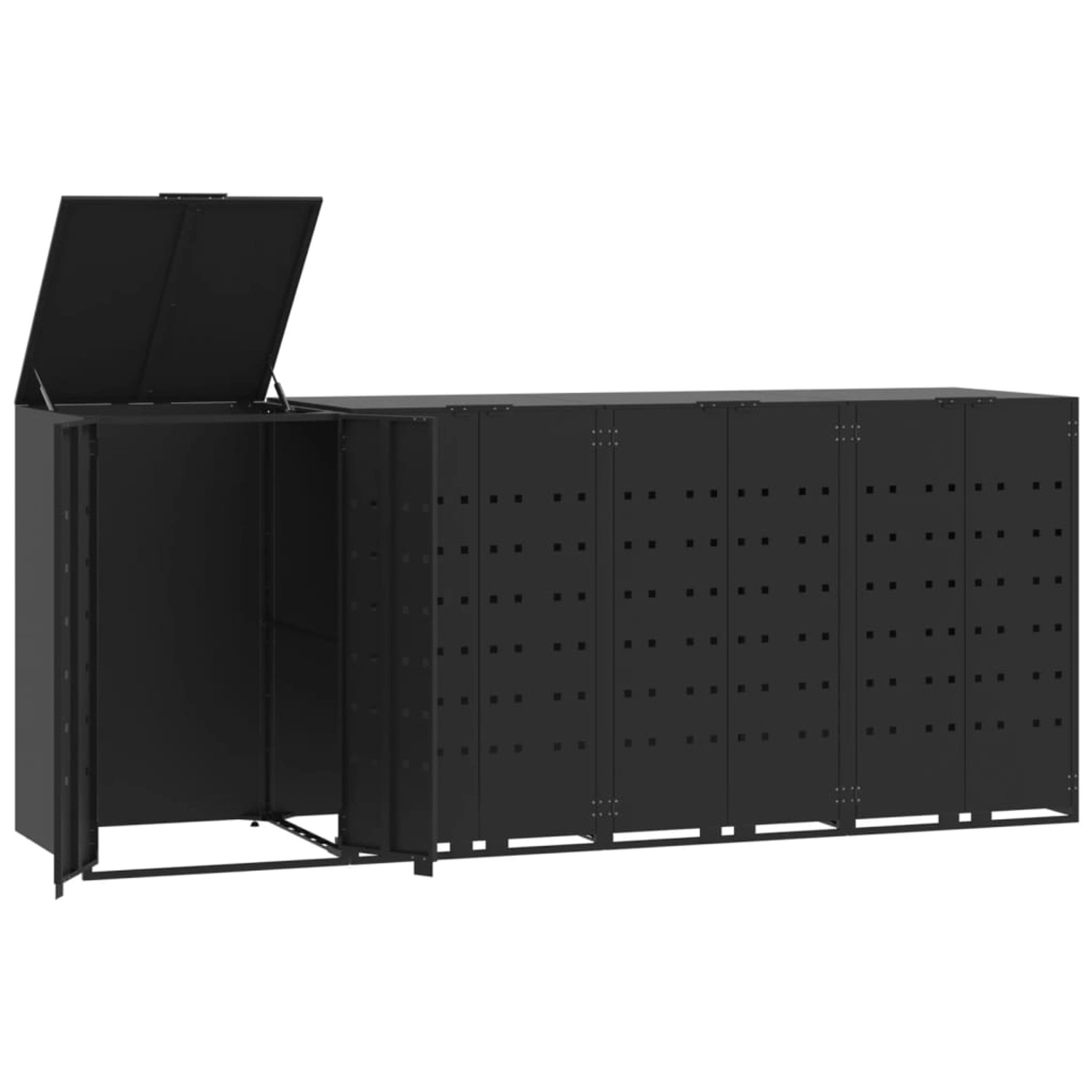 vidaXL Mülltonnenbox für 4 Tonnen Schwarz 276x79x117 cm Stahl