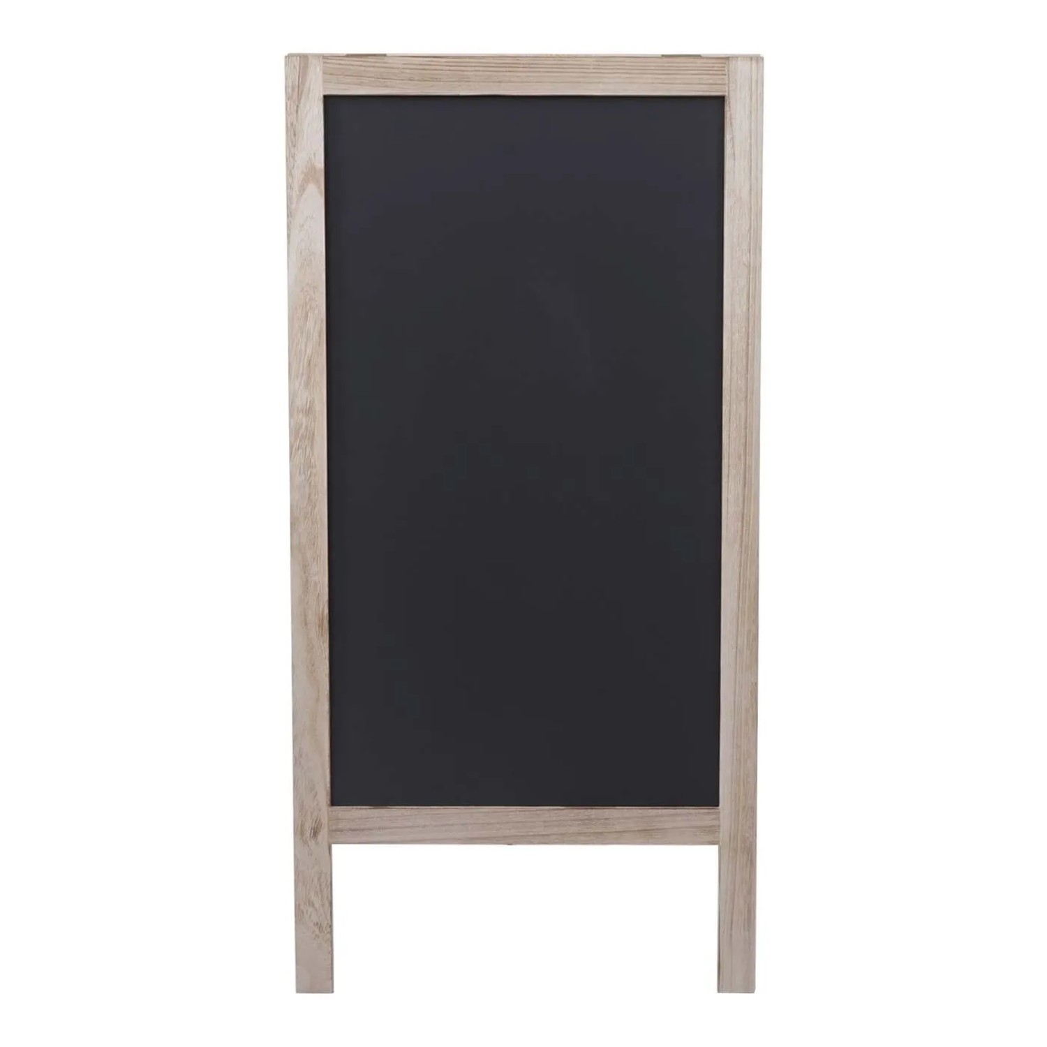 Klappbare Werbetafel aus Paulowniaholz, naturfarben, mit schwarzer Schreibfläche. 100x50cm Kreidetafel, Staffelei.