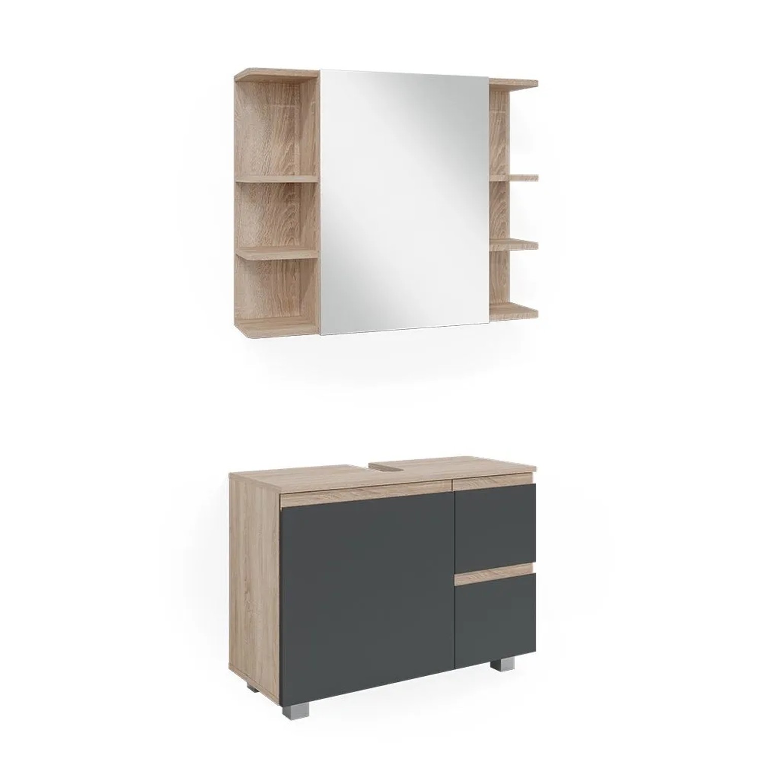 Vicco Badmöbel-Set J-Shape Sonoma 80 x 61 2-teilig