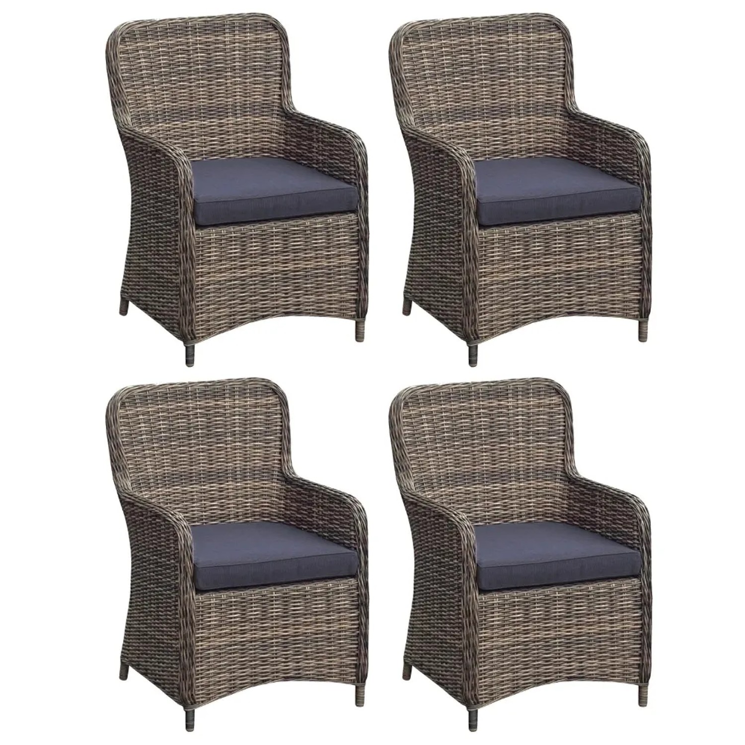 DELUKE Gartenstuhl 4er Set LAGOS Kunststoff Nelkenbraun Relaxsessel Wetterfest Gartenstühle Outdoor
