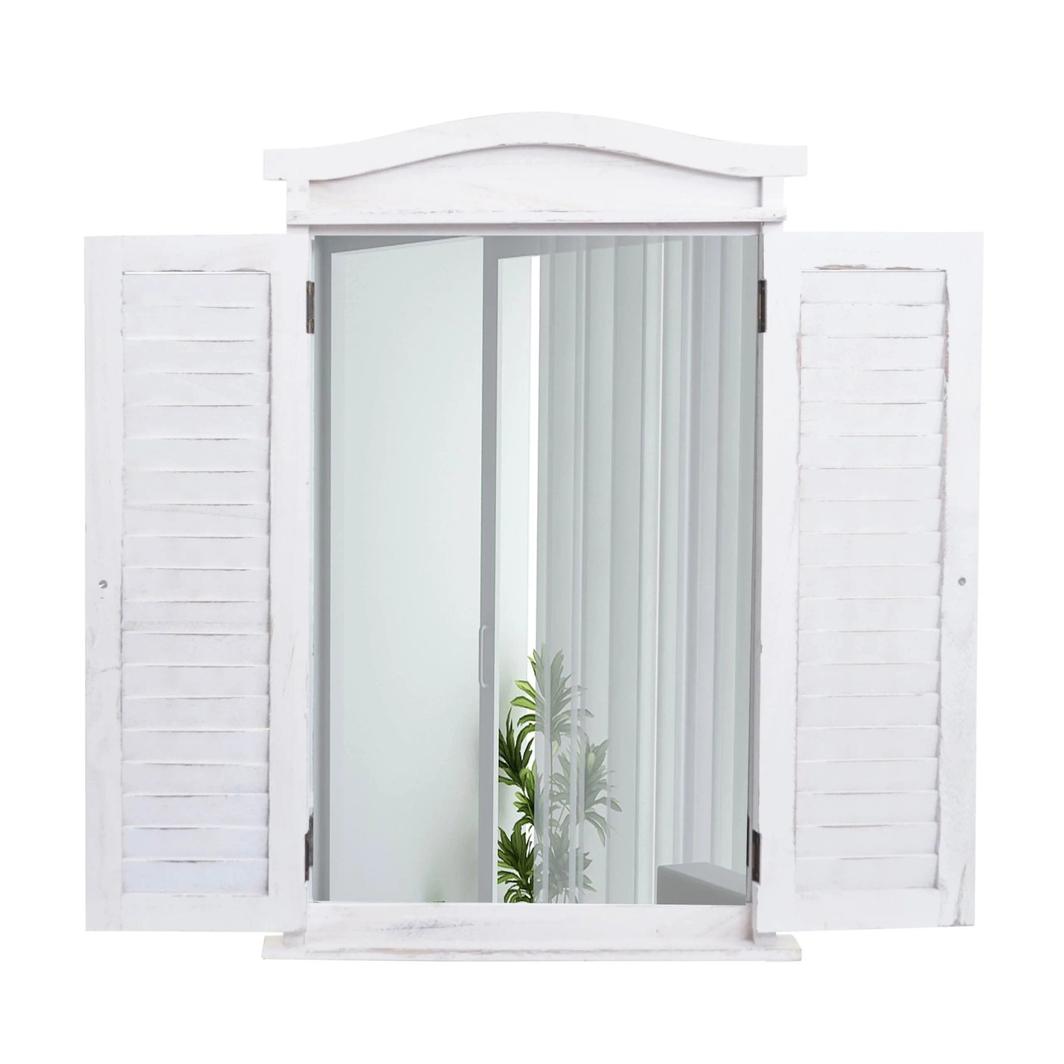 MCW Wandspiegel mit Fensterläden Shabby Weiß