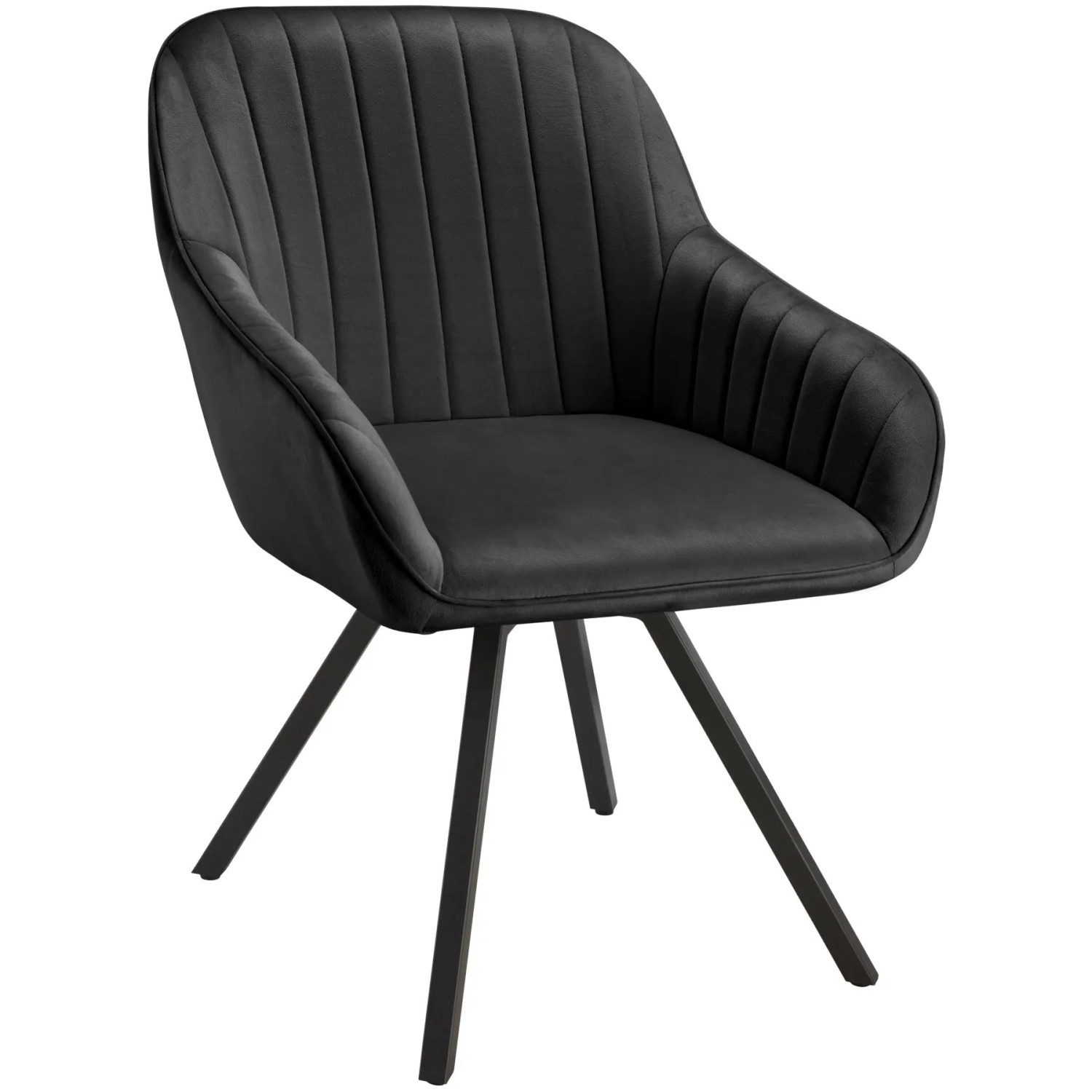 Tectake Drehbarer Armlehnstuhl  Snug Gepolstert  In Samtoptik  Mit Durchgehender Lehne  58 x 58 x 82 cm Schwarz