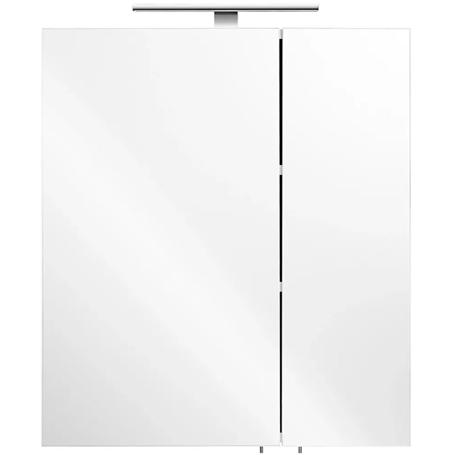 Posseik Spiegelschrank, 60 cm, weiß, mit Softclose-Türen und Aufsatzleuchte.