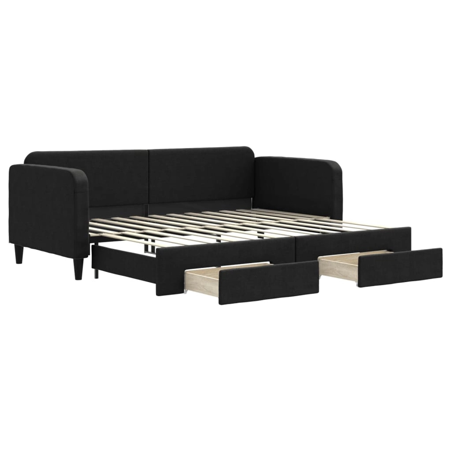vidaXL Tagesbett Ausziehbar mit Schubladen Schwarz 90x200 cm Stoff1909260 günstig online kaufen