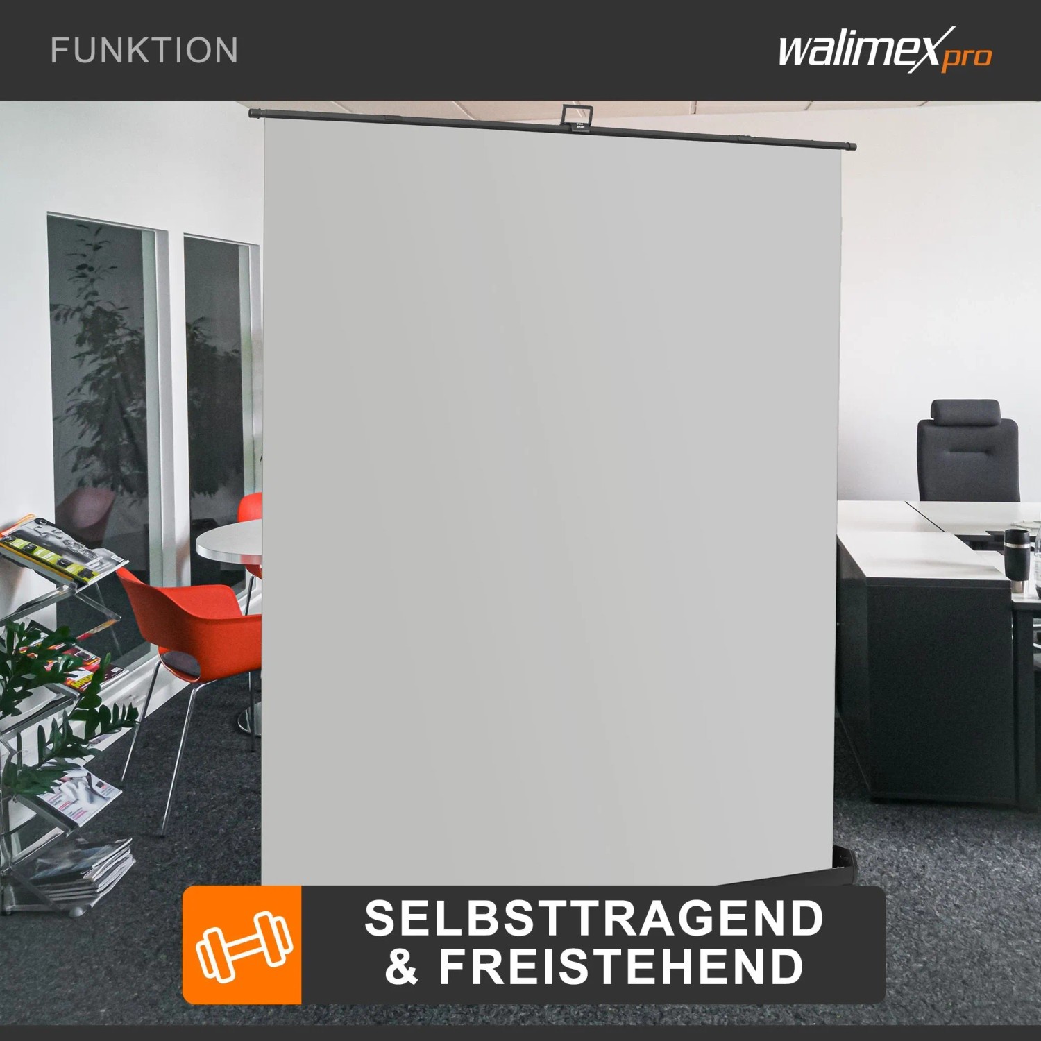 Walimex Pro Roll-Up Panel Hintergrund Grau 210X220Cm Fotohintergrund Fotostudio_3