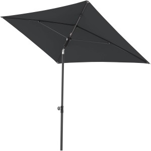 Anthrazitfarbener, rechteckiger Doppler Marktschirm (120x200 cm) mit Handöffner.