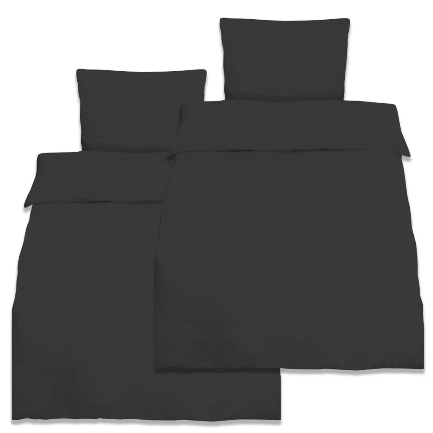 Beautissu Julie Bettwäsche 135x200cm + Kissenbezug 80x80cm Schwarz Renforcé 2er Set