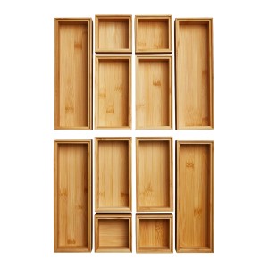 SOTECH 12-Teiliges ORGA-BOX Bambus Schubladen Ordnungssystem Stapelbar Geölt