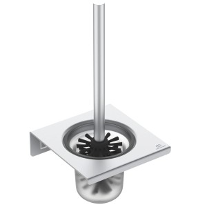Ideal Standard WC-Bürstengarnitur zur Wandmontage in Silber mit Glasbehälter.