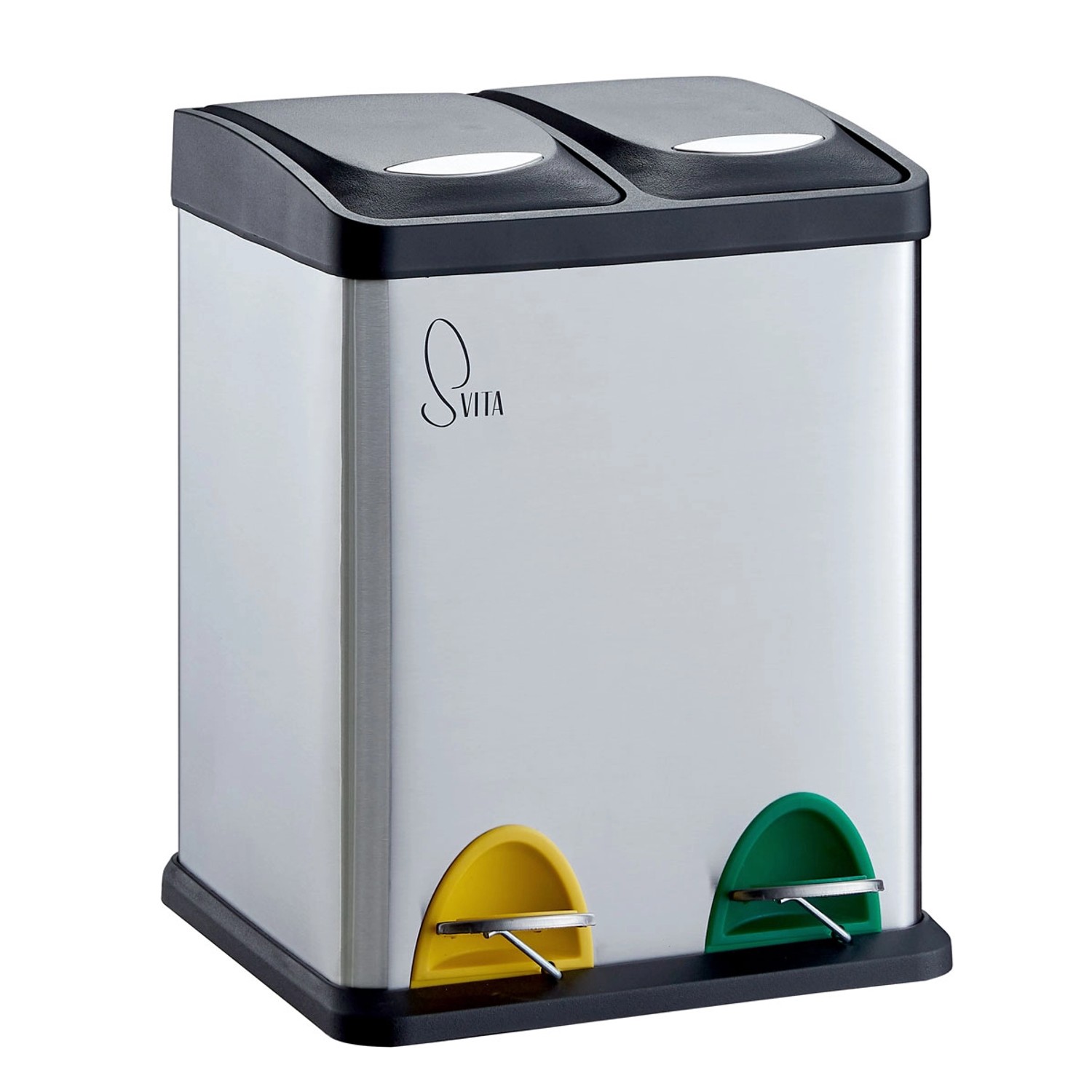 Svita TC2X8 Mülleimer 16 Liter 2x8L Doppelt Kücheneimer Treteimer Silber günstig online kaufen