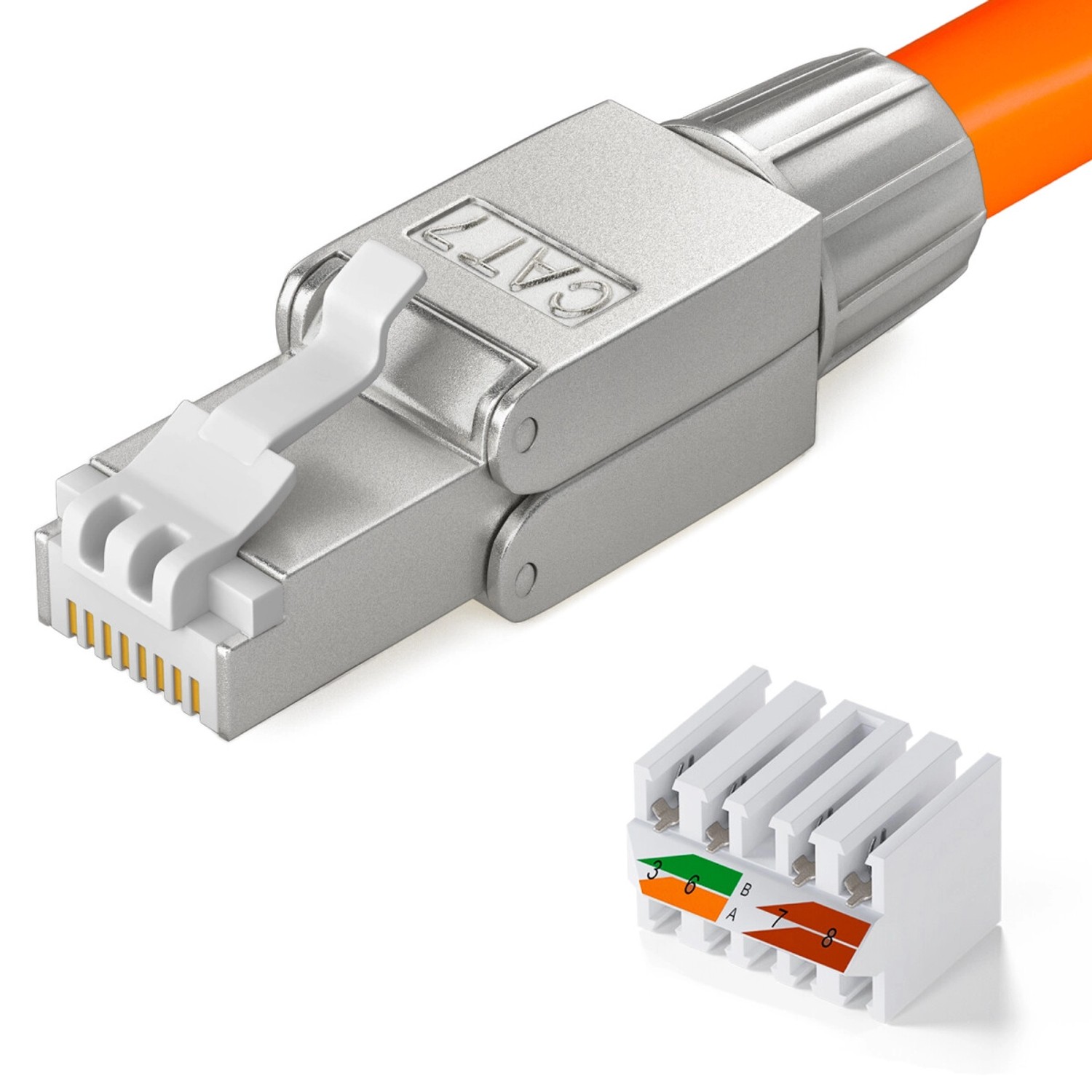 hb-digital Netzwerkstecker CAT7 schmal RJ45 LSA STP Zinklegierung