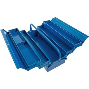 Blauer BGS Metall Werkzeugkasten (leer) mit 5 Fächern, ideal zur Aufbewahrung & Ordnung von Werkzeug.