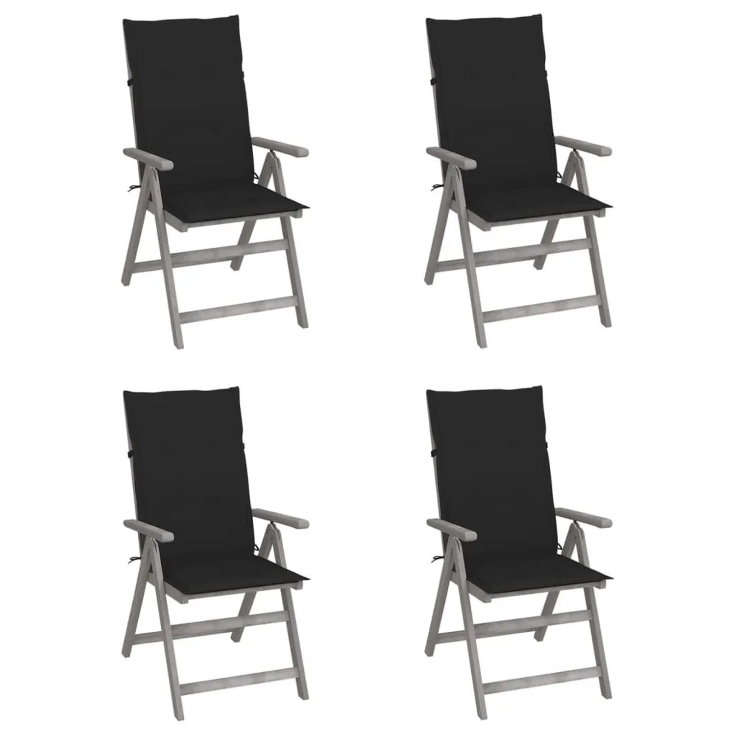 vidaXL Hochlehner Verstellbar 4 Stk mit Auflagen Massivholz Akazie 3065384