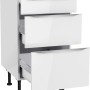 Weißer Optifit Küchenunterschrank Arvid986 mit 3 Auszügen, 50x87x58,4 cm.